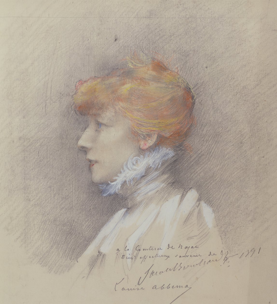 Sarah Bernhardt (1844-1923) 1891 (pastell på papir) av Louise Abbéma