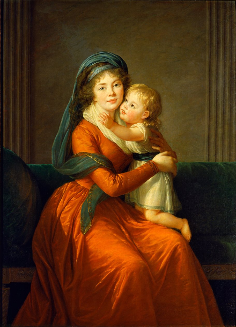 Portrett av prinsesse Alexandra Golitsyna og sønnen Piotr av Elisabeth Louise Vigee Lebrun