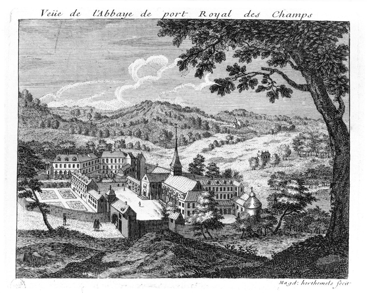 Generell utsikt over Abbey of Port-Royal des Champs, 1709 av Louise Madelaine Cochin