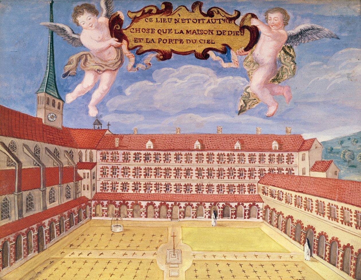 Utsikt over klosteret og kirkegården, fra 