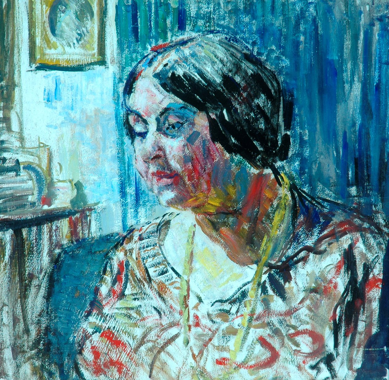 Studie av Mrs M. Fisher Prout olje om bord av Louise Pickard