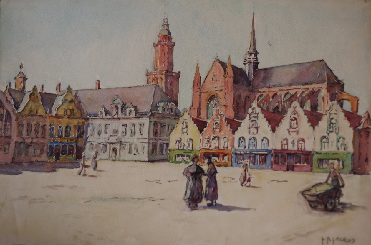 Det sentrale torget i Veurne i Belgia av Louise Renée Lacroix