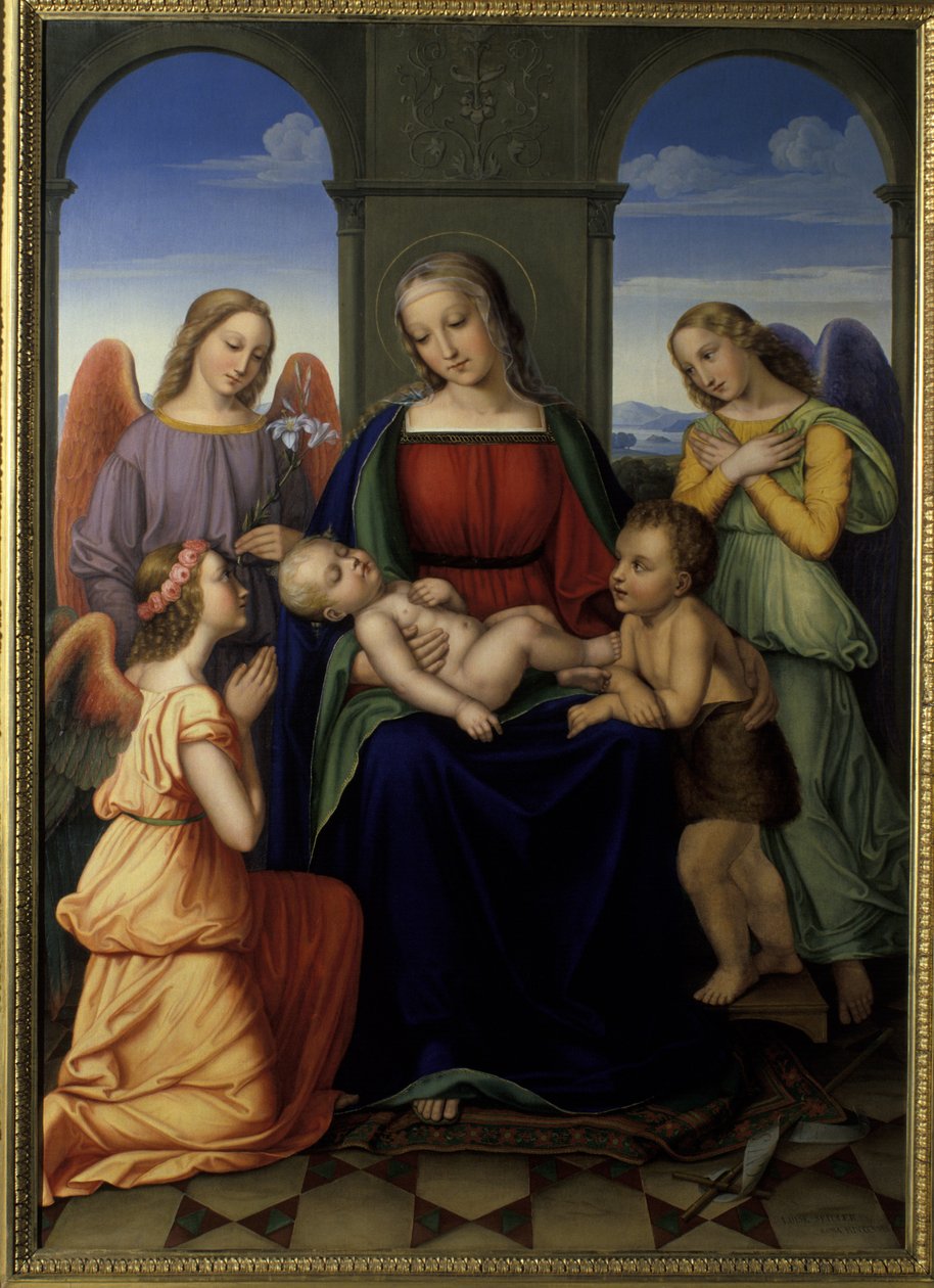 Madonna med engler, 1823 av Louise Seidler