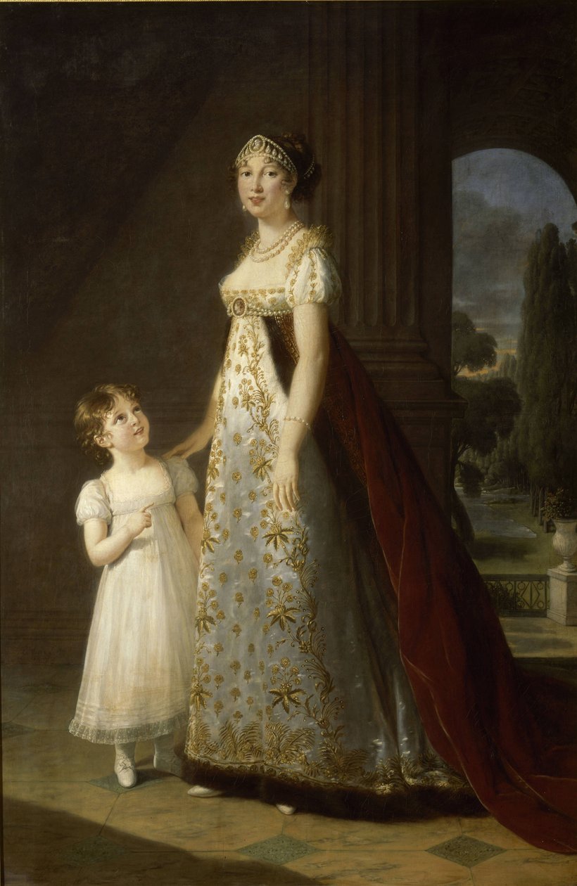 Marie-Annuciade-Caroline Bonaparte, dronning av Napoli, med datteren Laetitia-Joséphine Murat av Louise Élisabeth Vigée  Le Brun