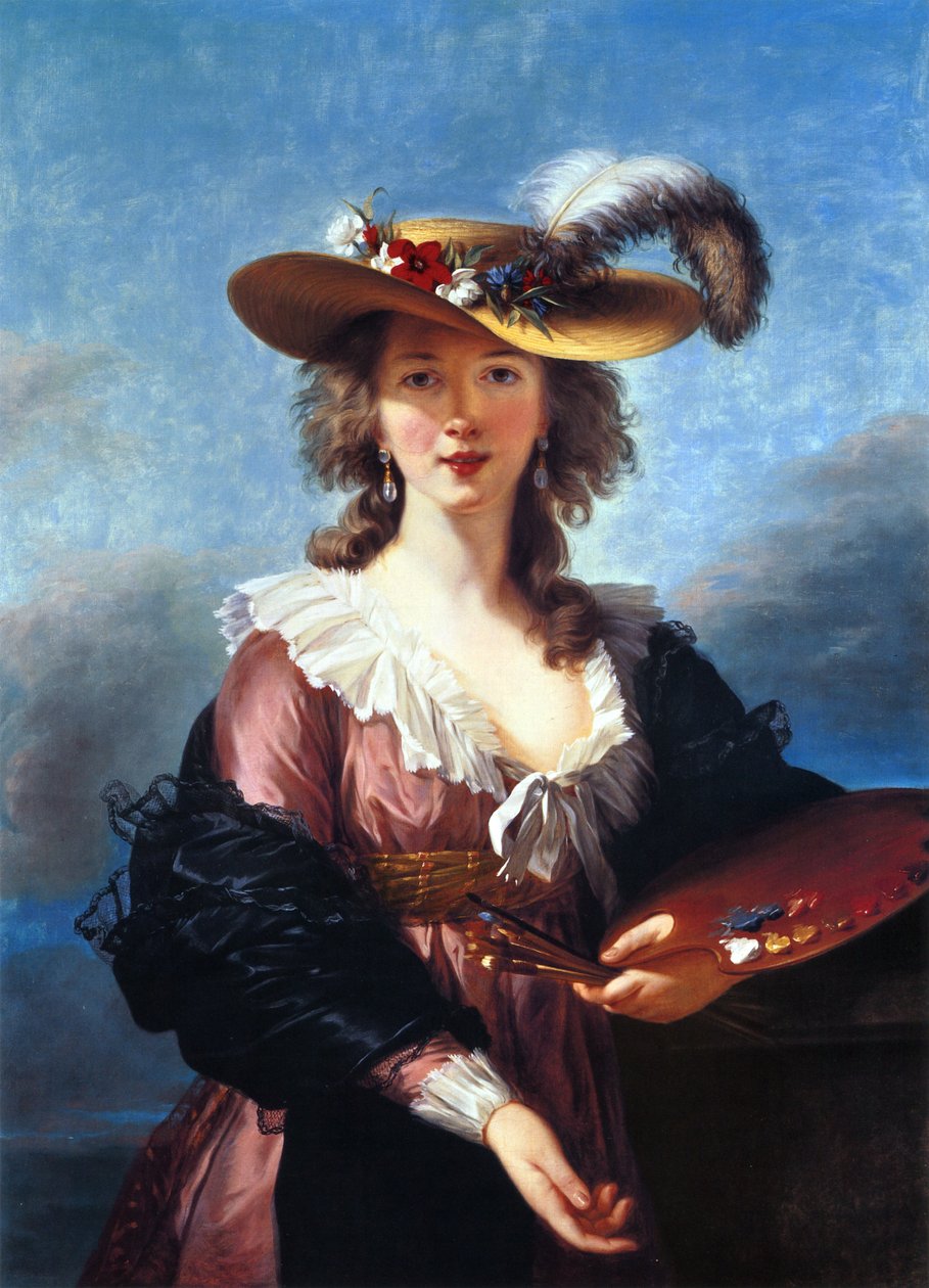 Selvportrett i en stråhatt av Elisabeth Louise Vigee Lebrun