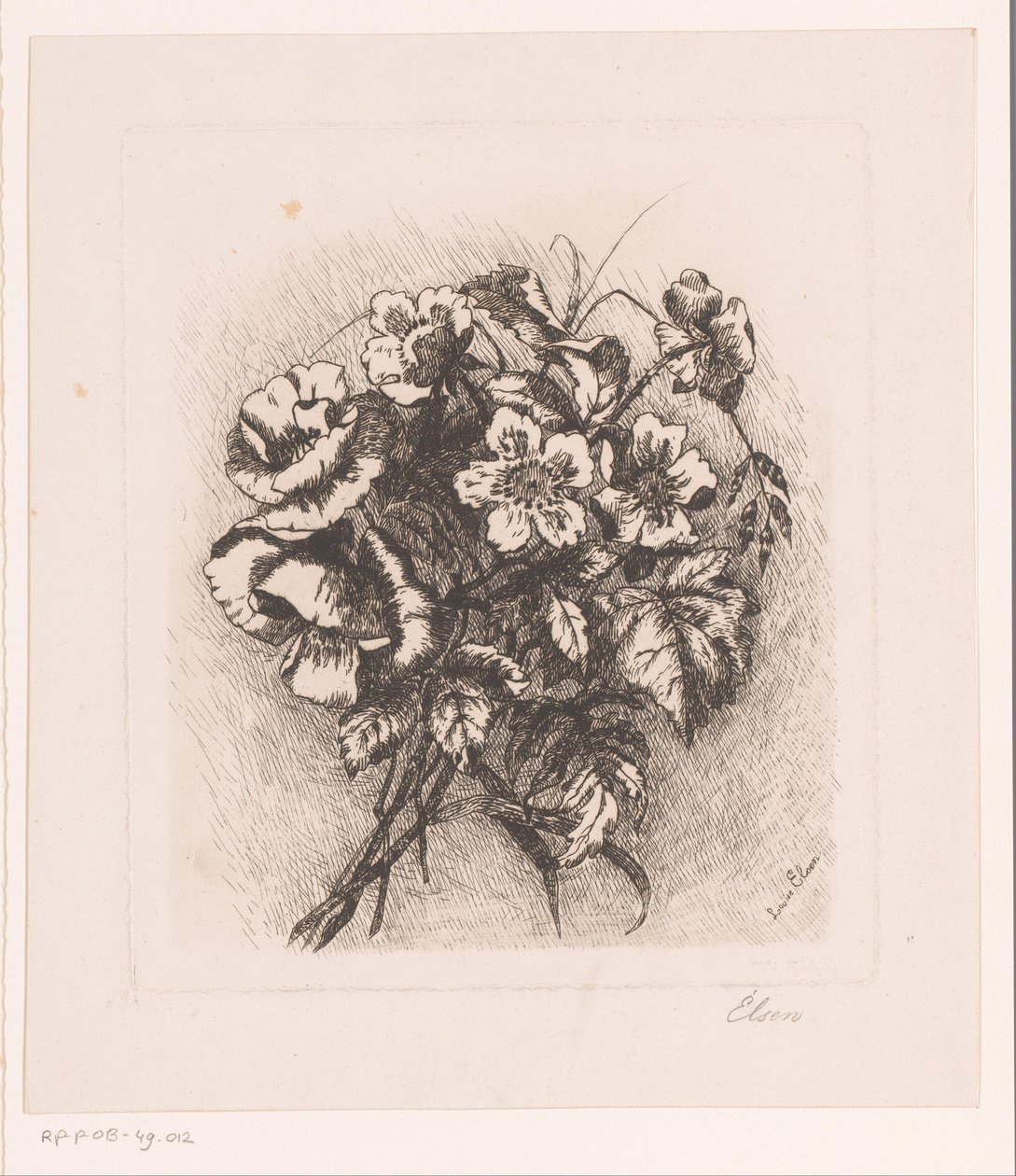 Blomsterstilleben med valmuer og anemoner av Louise Elsen