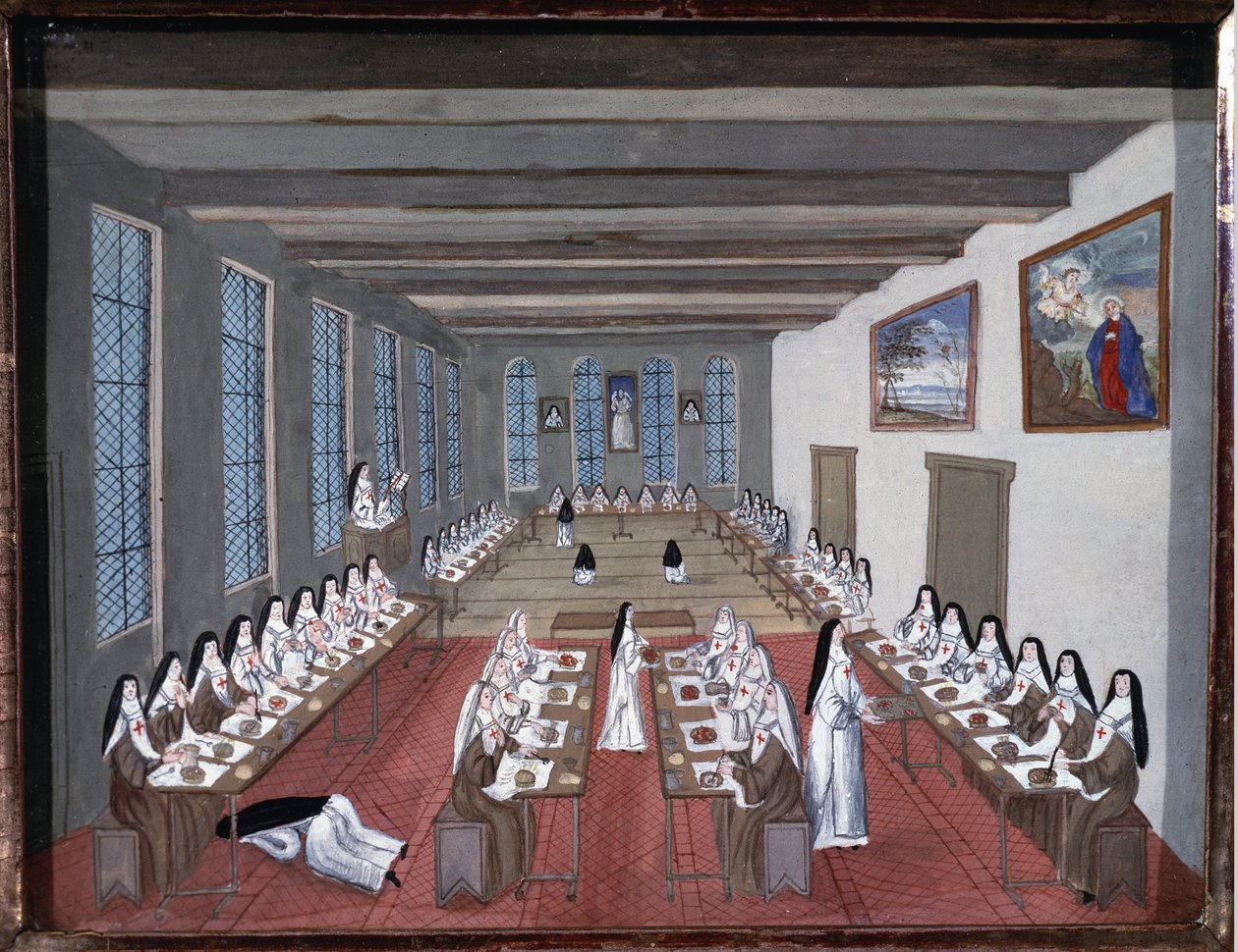 Nonner i refektoriet til Abbey of Port-Royal-des-Champs (Gouache av Louise Madeleine Cochin