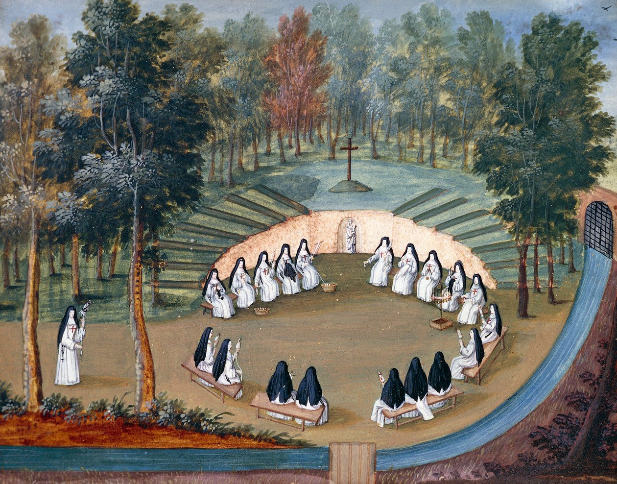 Port-Royal des Champs Abbey, nonner møte i ensomhet av Louise-Magdeleine Hortemels (1688-1767), Frankrike av Louise Magdeleine Hortemels