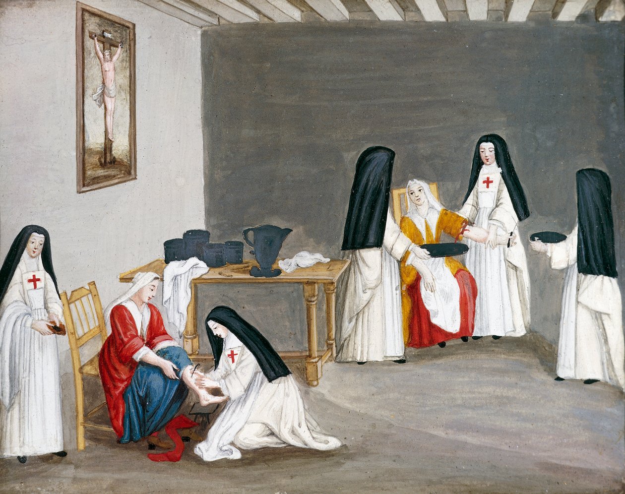 Port-Royal des Champs Abbey, søstre som tar seg av syke, av Louise-Magdeleine Hortemels (1688-1767), Frankrike av Louise Magdeleine Hortemels