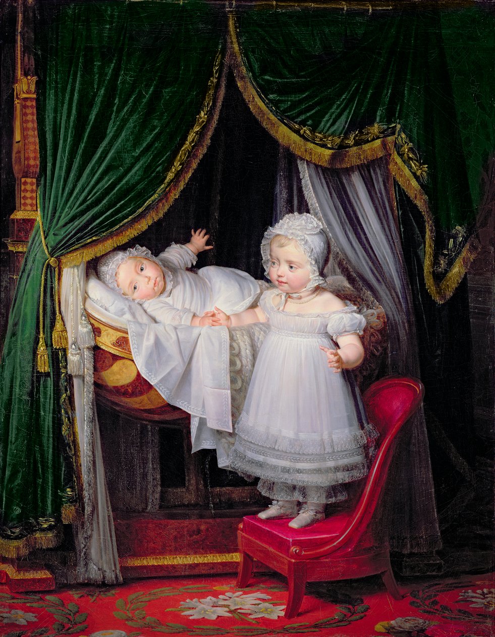 Henri-Charles-Ferdinand av Artois (1820-83) hertug av Bordeaux og hans søster Louise-Marie-Therese av Artois (1819-64) ved Tuileriene av Louise Marie Jeanne Hersent