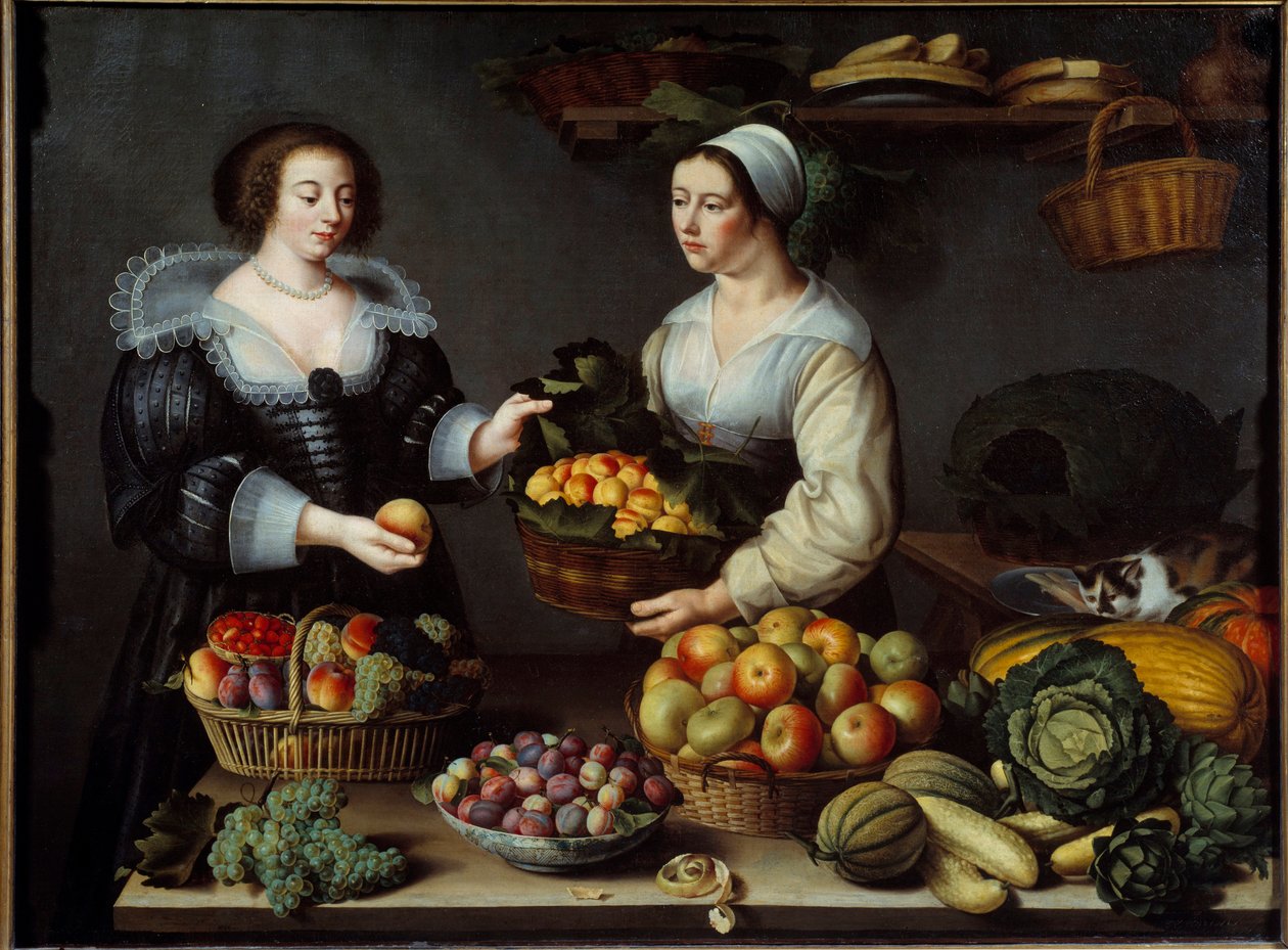 Frukt- og grønnsakshandleren Maleri av Louise Moillon (1610-1696) 1630 Søn. 1,20x1,65m av Louise Moillon