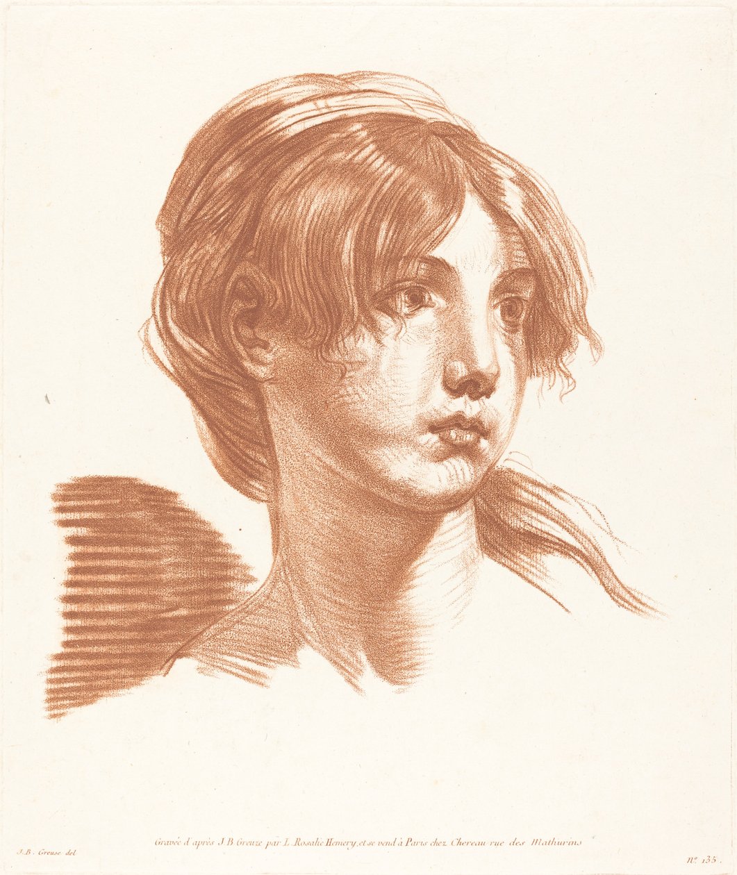 Hodet til en jente av Louise Rosalie Hémery after Jean Baptiste Greuze