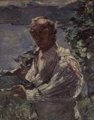 Selvportrett på Walchensee, Bayern av Lovis Corinth