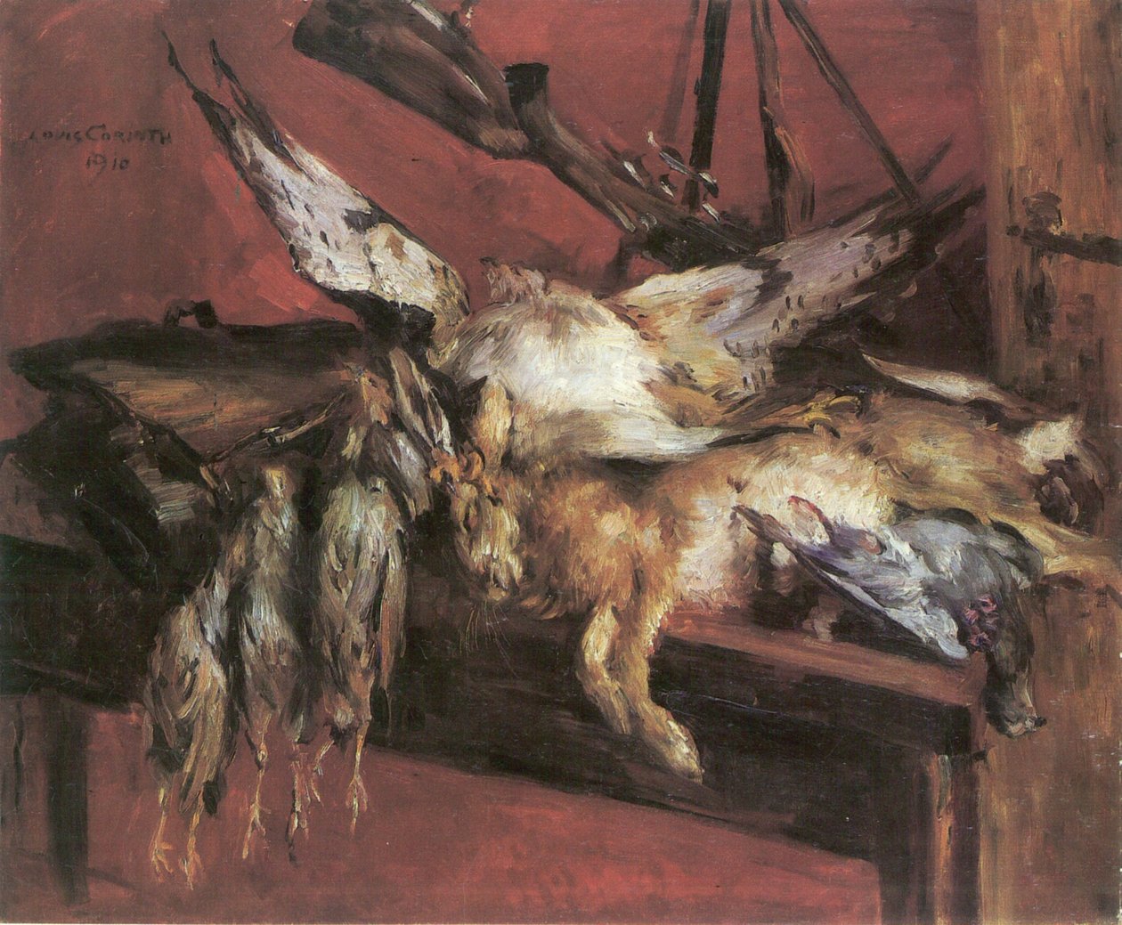 Jaktstilleben, hare og agerhøne av Lovis Corinth