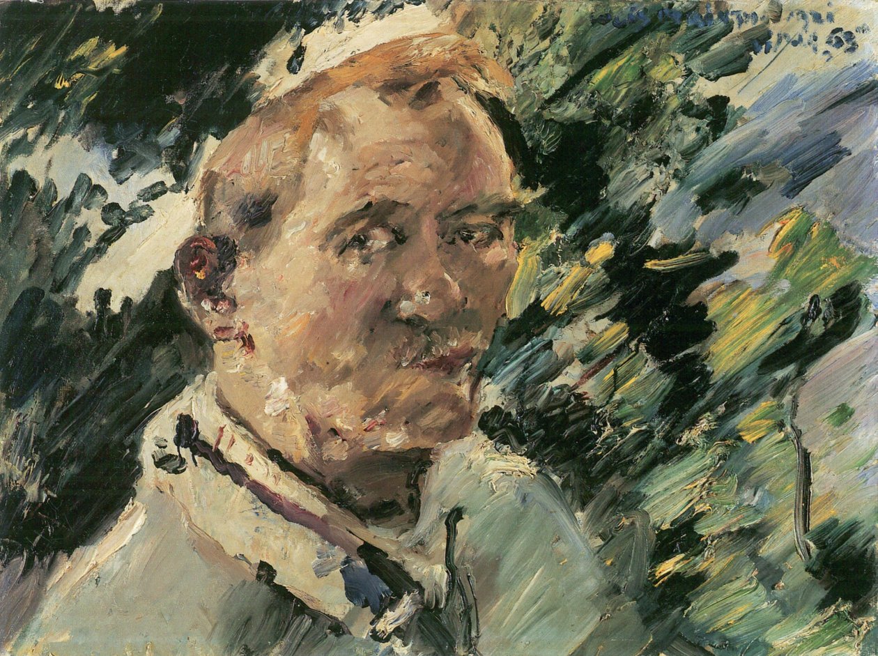Lite selvportrett foran Walchensee av Lovis Corinth