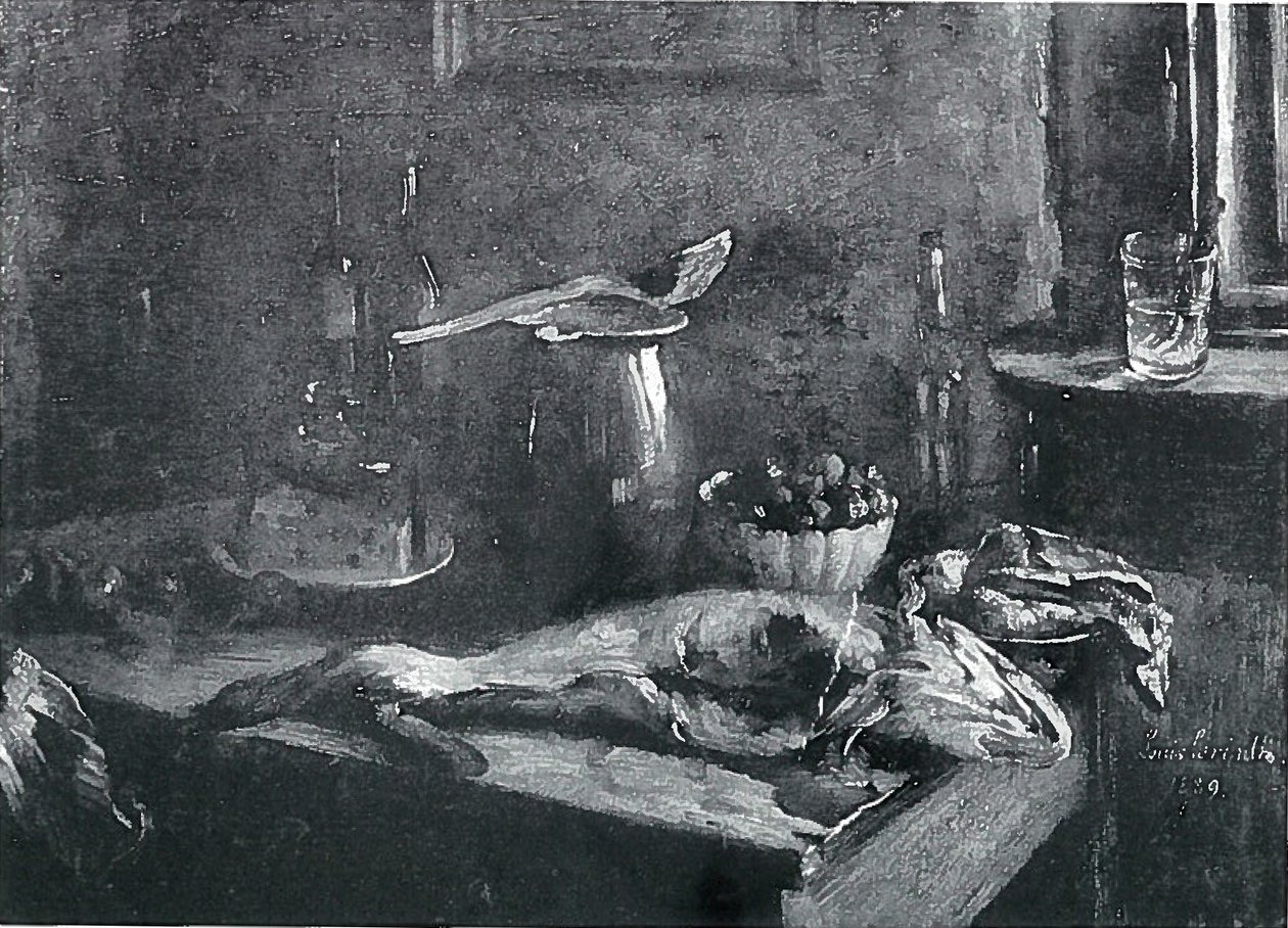 Kjøkkenstilleben, hyse og storfekjøtt av Lovis Corinth
