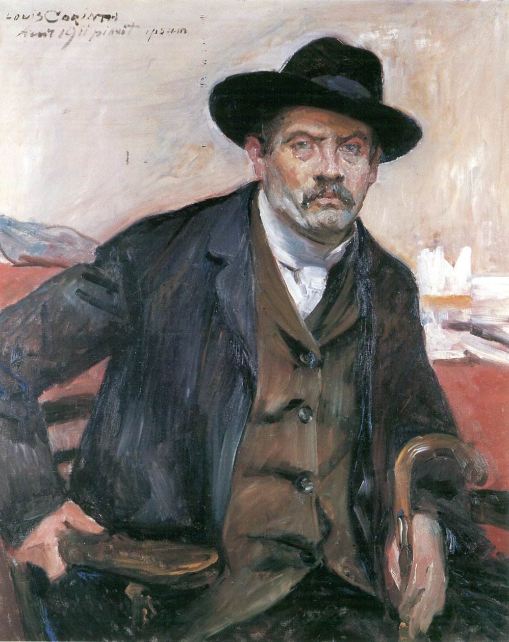 Selvportrett med svart hatt og pinne av Lovis Corinth