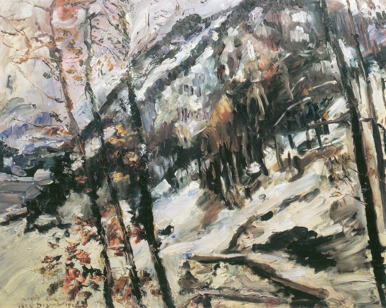 Walchensee med Herzogstand i snøen av Lovis Corinth
