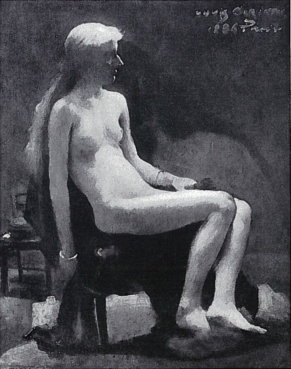 Kvinne sitter naken av Lovis Corinth