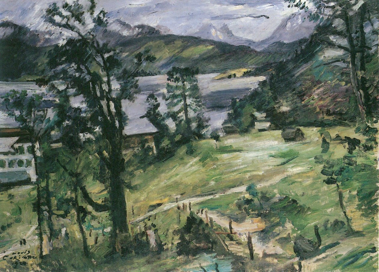Landskap ved Walchensee med lerk av Lovis Corinth