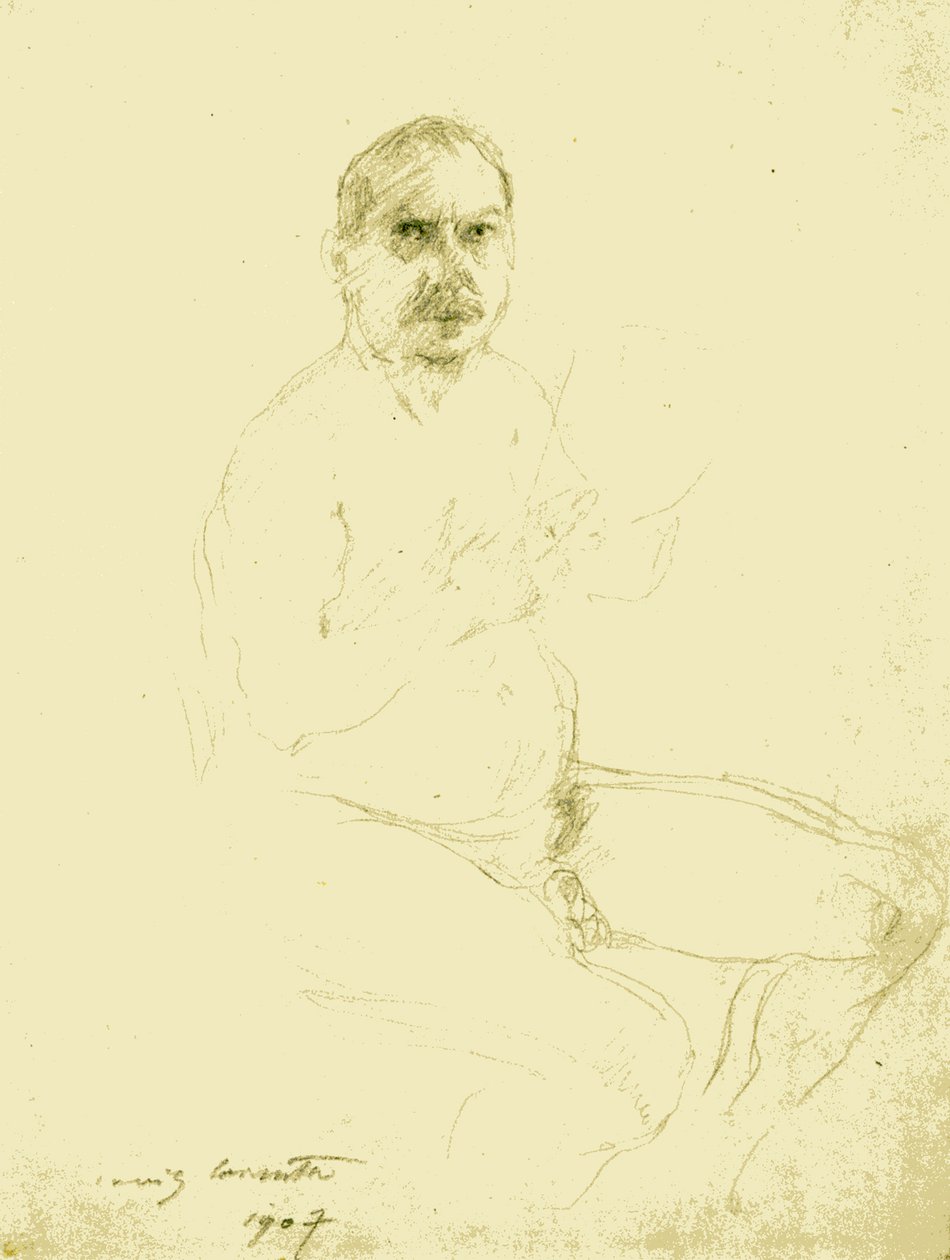 Selvportrett som sittende naken av Lovis Corinth