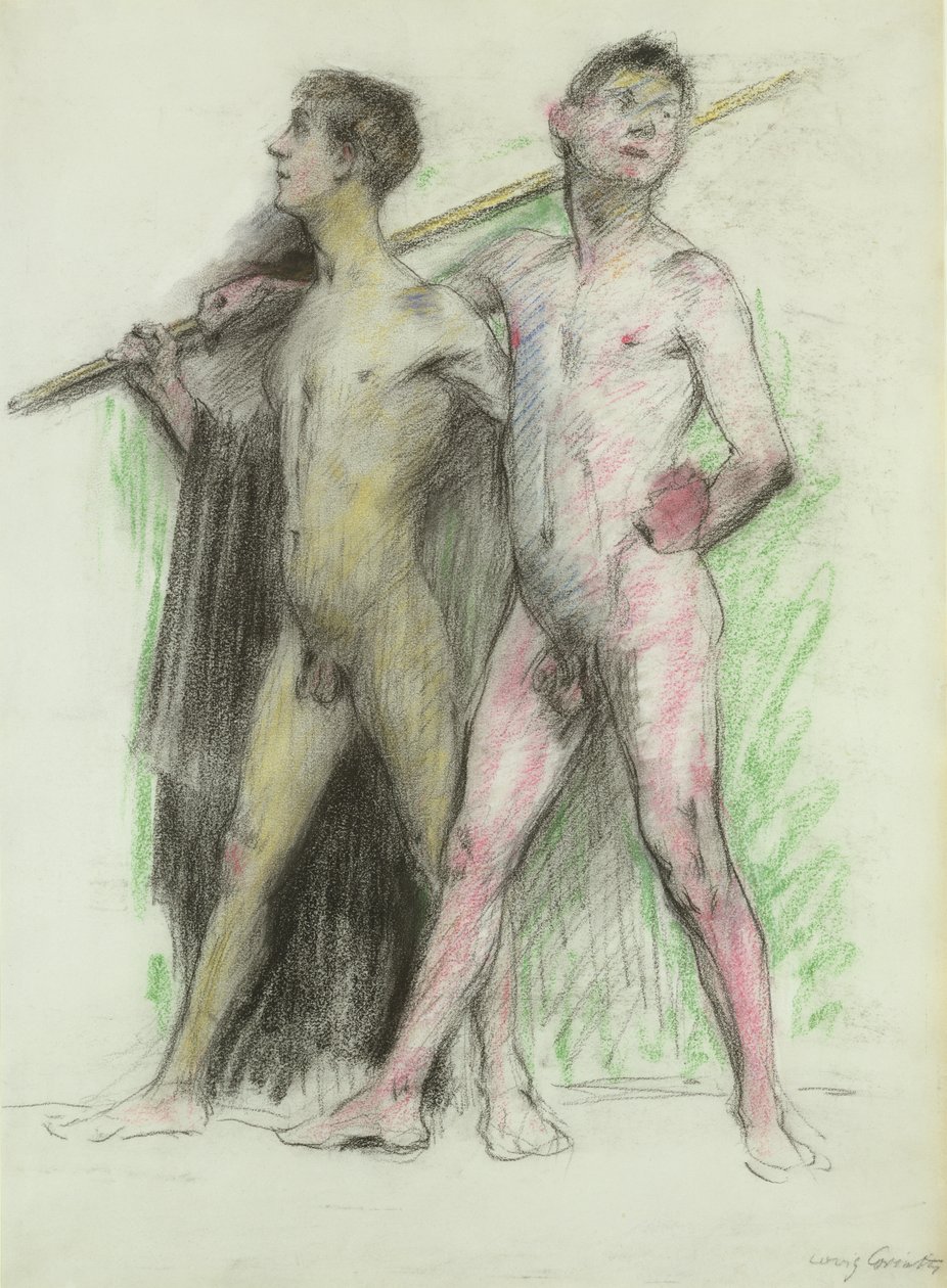 Studie av to mannsfigurer (pastell på papir) av Lovis Corinth