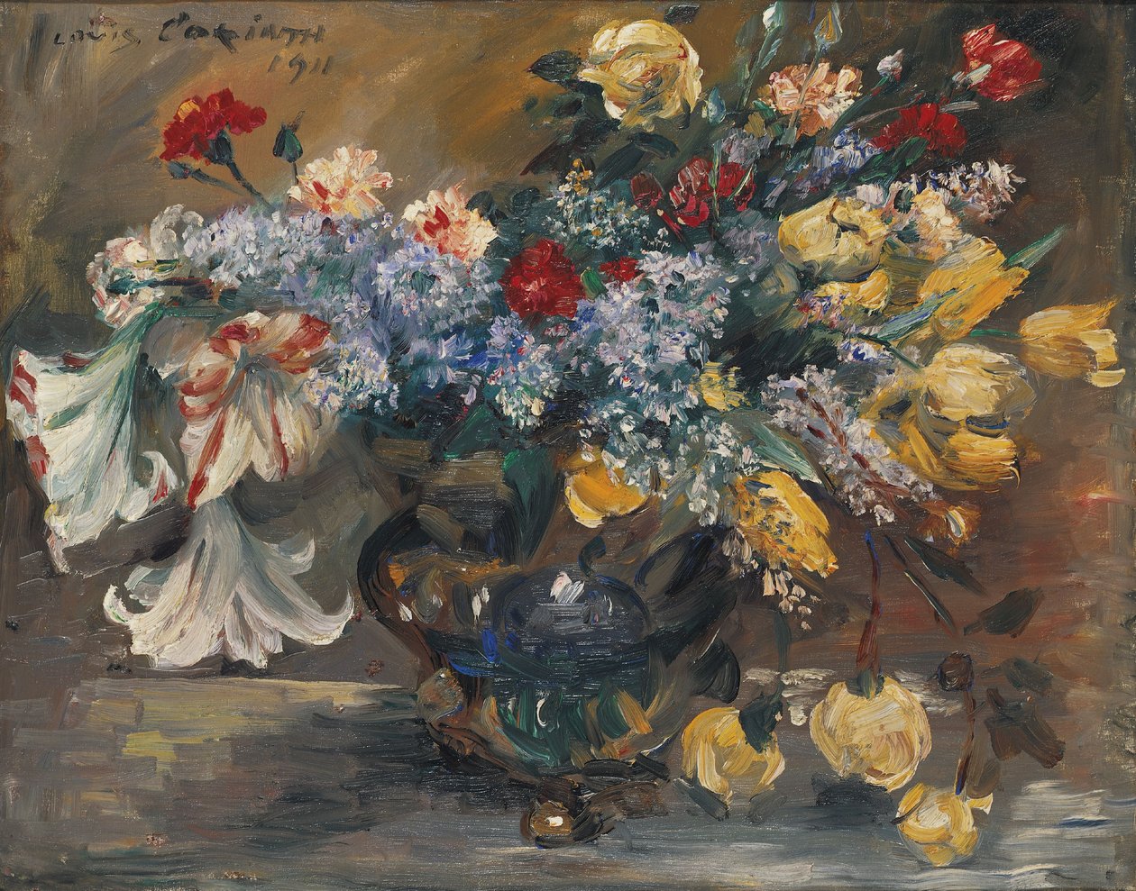 Blomsterbukett av Lovis (1858-1925) Corinth