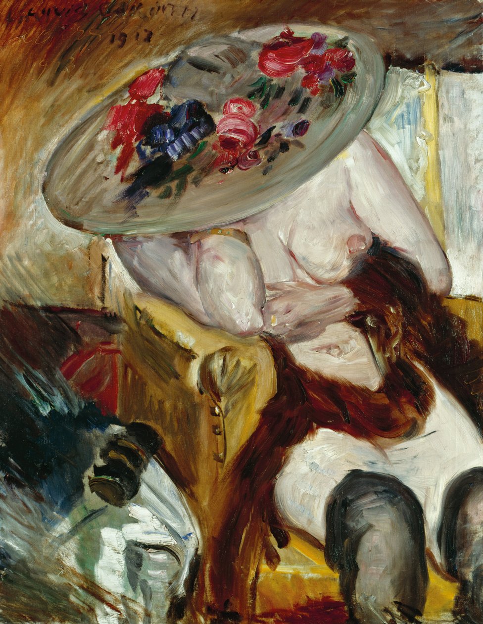Italiensk kvinne i en gul stol - Italiensk kvinne i gul stol, av Corinth, Lovis (1858-1925). olje på lerret av Lovis Corinth