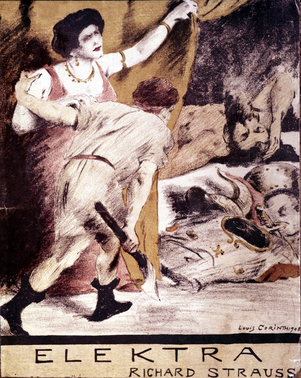 Richard Strauss, illustrasjon av partituret til ""Elektra"" av Louis Corinth i 1908. privat samling Milano av Lovis  Corinth