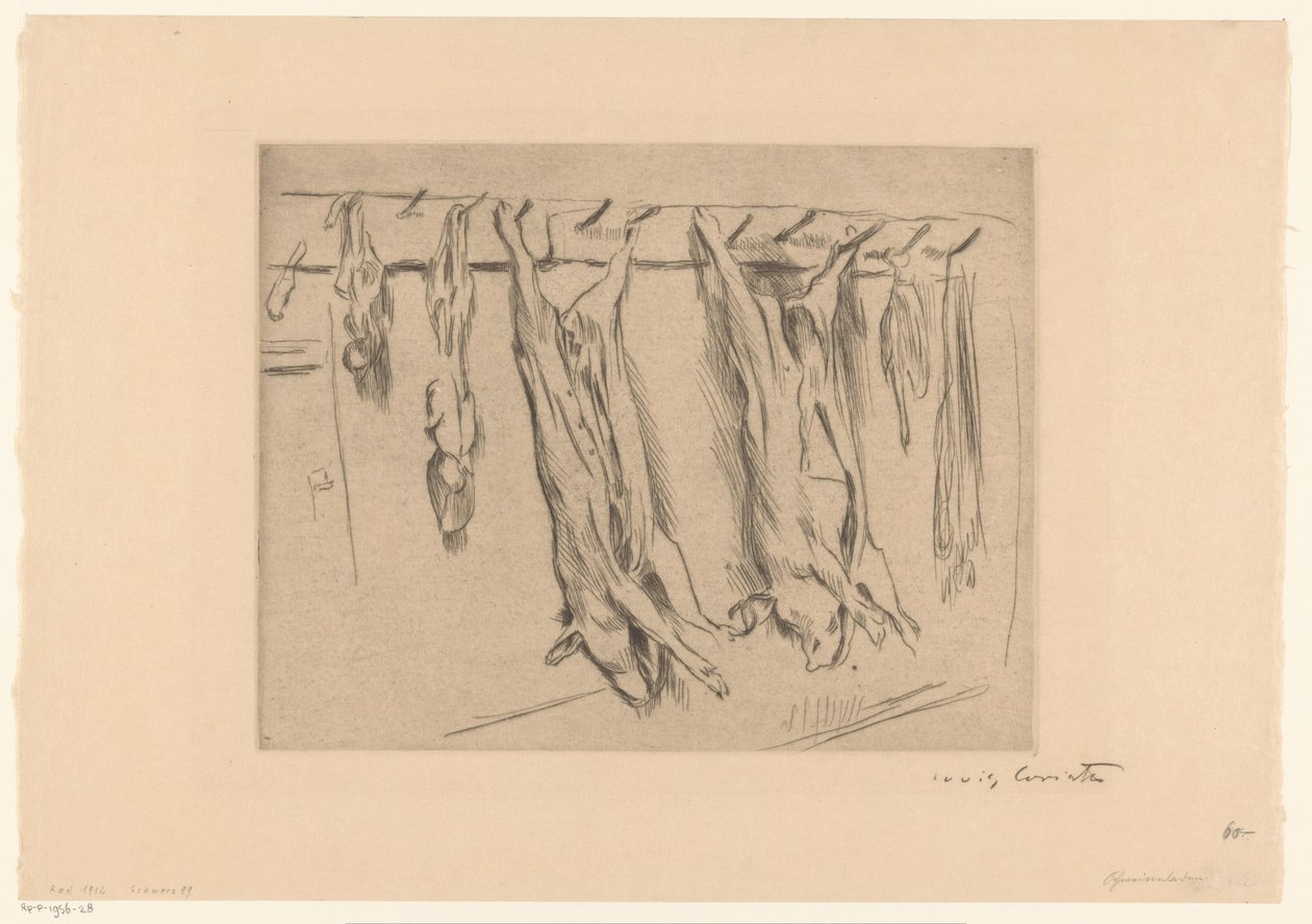 slaktede griser av Lovis Corinth (signed by artist)