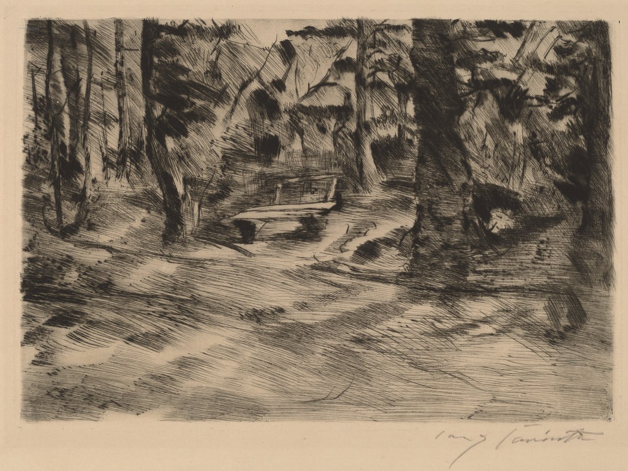 Bank im Walde II Bench in the Woods II, 1917. av Lovis Corinth