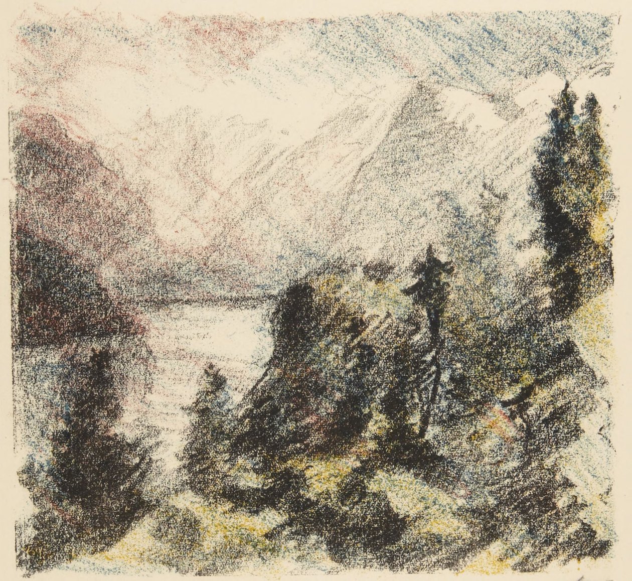 Fjellsjø (én fra serien på fem: Sveitsiske landskap) av Lovis Corinth