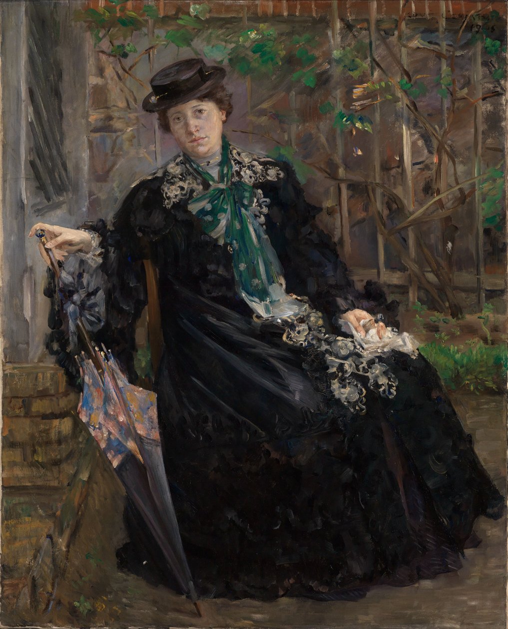 Portrett av fru Charlotte Berend-Corinth i hagen av Lovis Corinth
