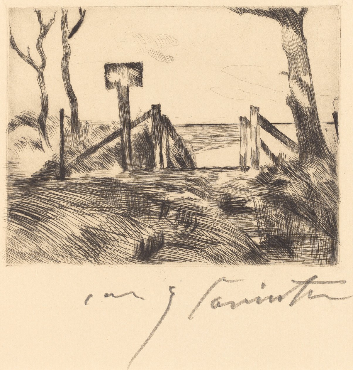 Bro med plakett Bro med skilt, 1916. av Lovis Corinth