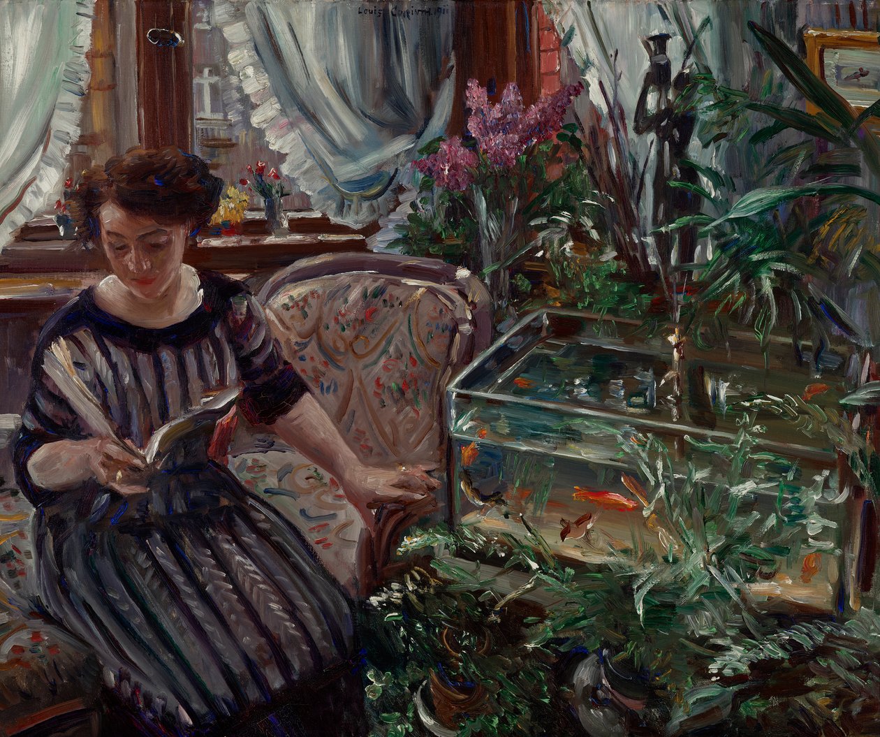 Dame am Goldfischbassin av Lovis Corinth