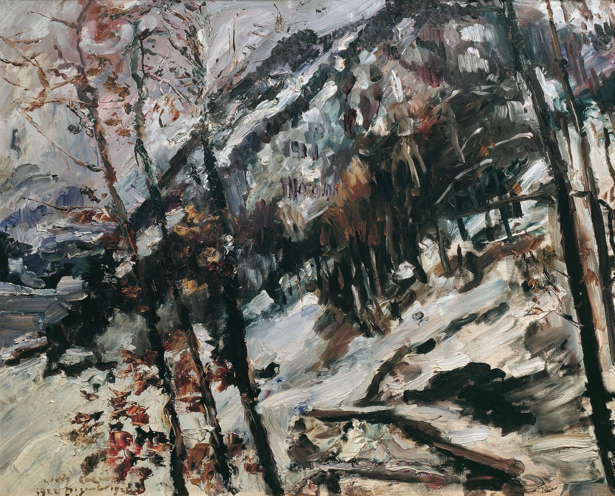 Herzogstanden ved Walchensee i snøen av Lovis Corinth