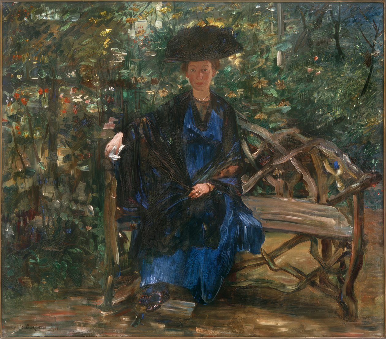 Else Kaumann på hagebenken av Lovis Corinth