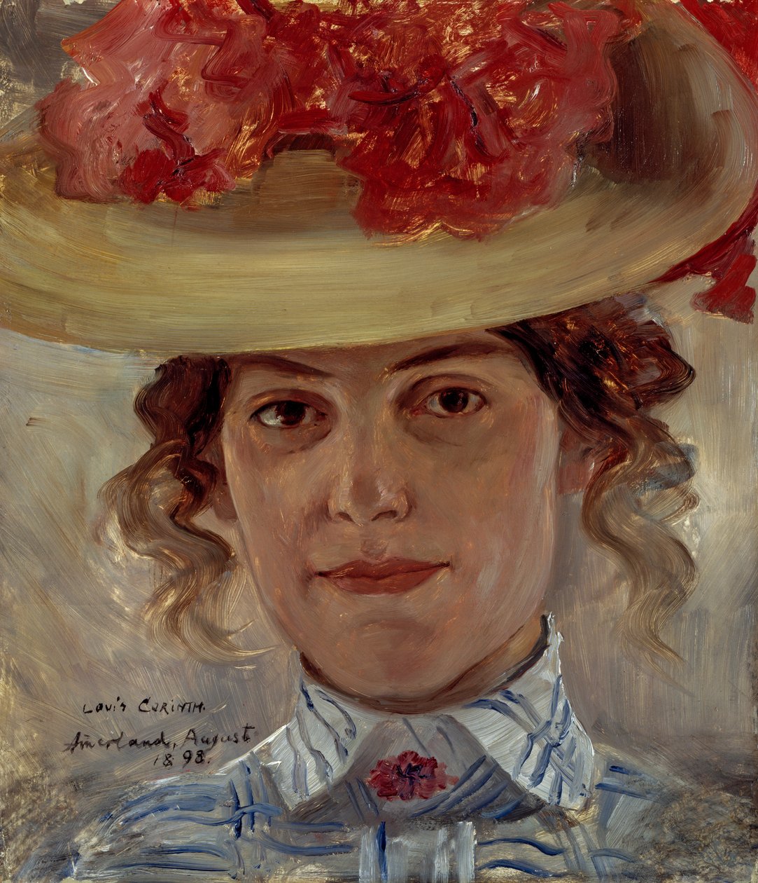 Fru Halbe med stråhatt av Lovis Corinth