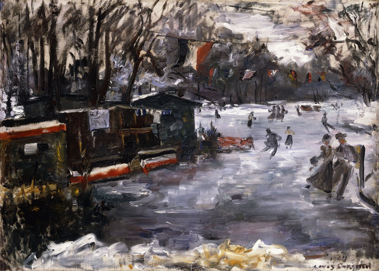 Skøytebane i Tiergarten, Berlin; Skøytebane i Berlin Tiergarten, 1909 av Lovis Corinth