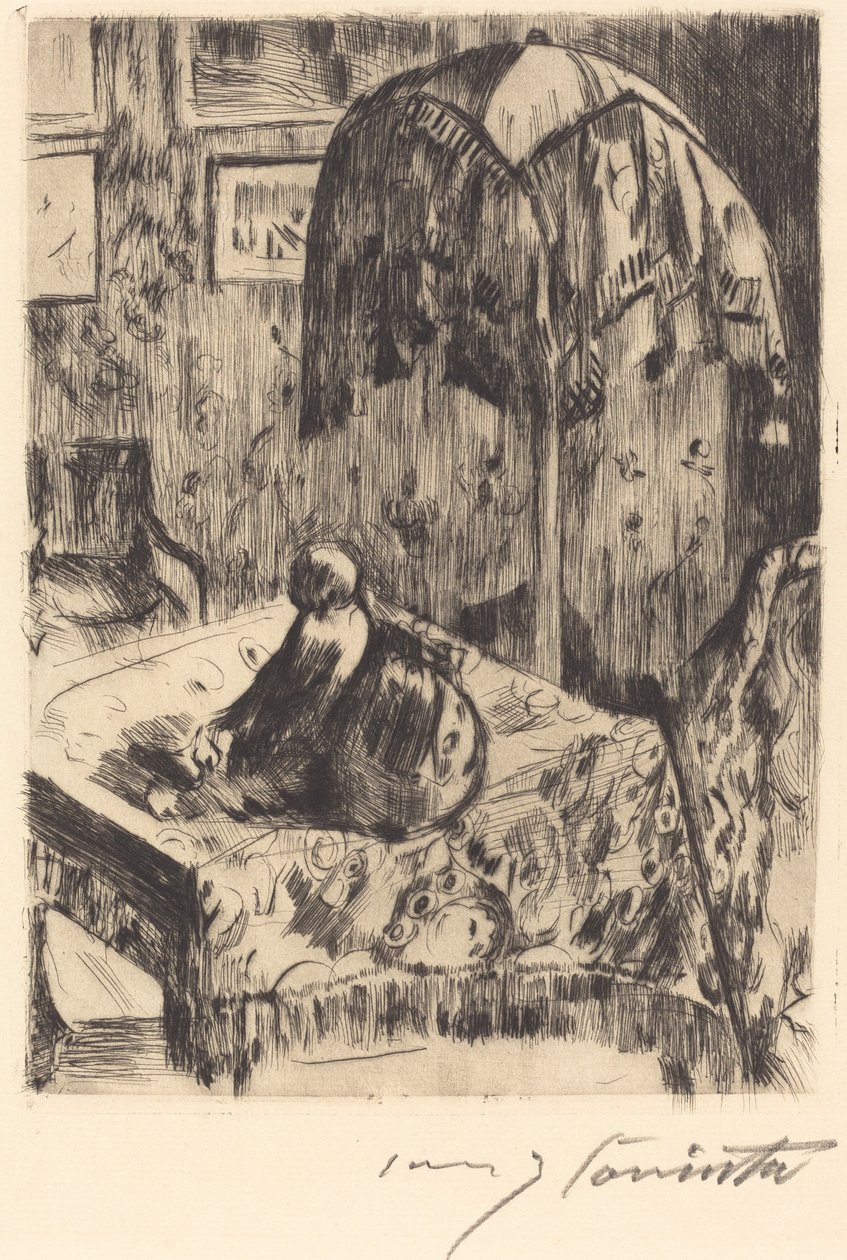 Interiør med gulvlampe av Lovis Corinth