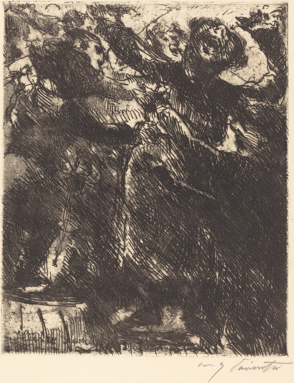 Kapusinerens preken - "Han foretrekker å løpe rundt med en jente") av Lovis Corinth