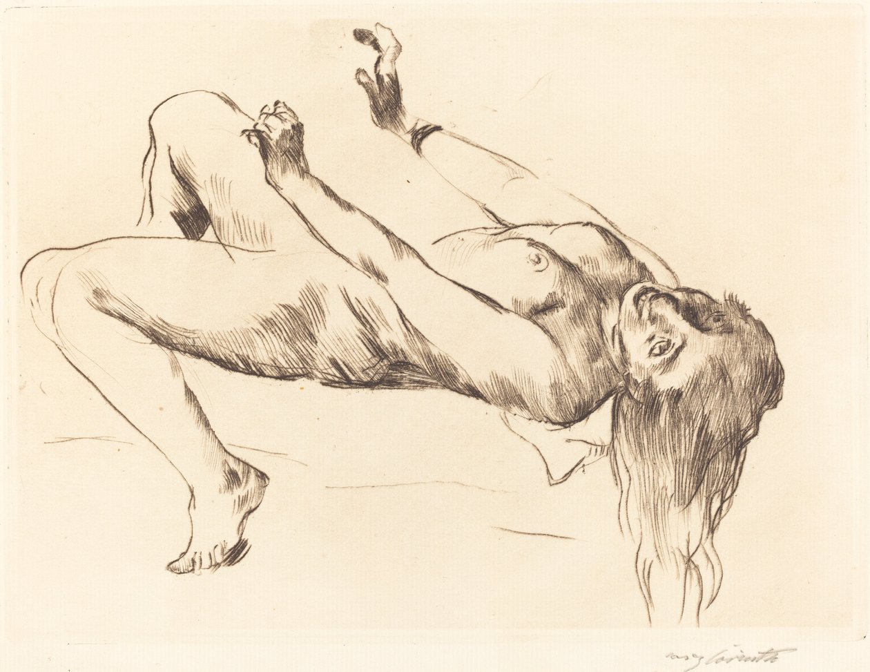 Liggende naken kvinne – Studie for "Joseph og Potifars kone") av Lovis Corinth