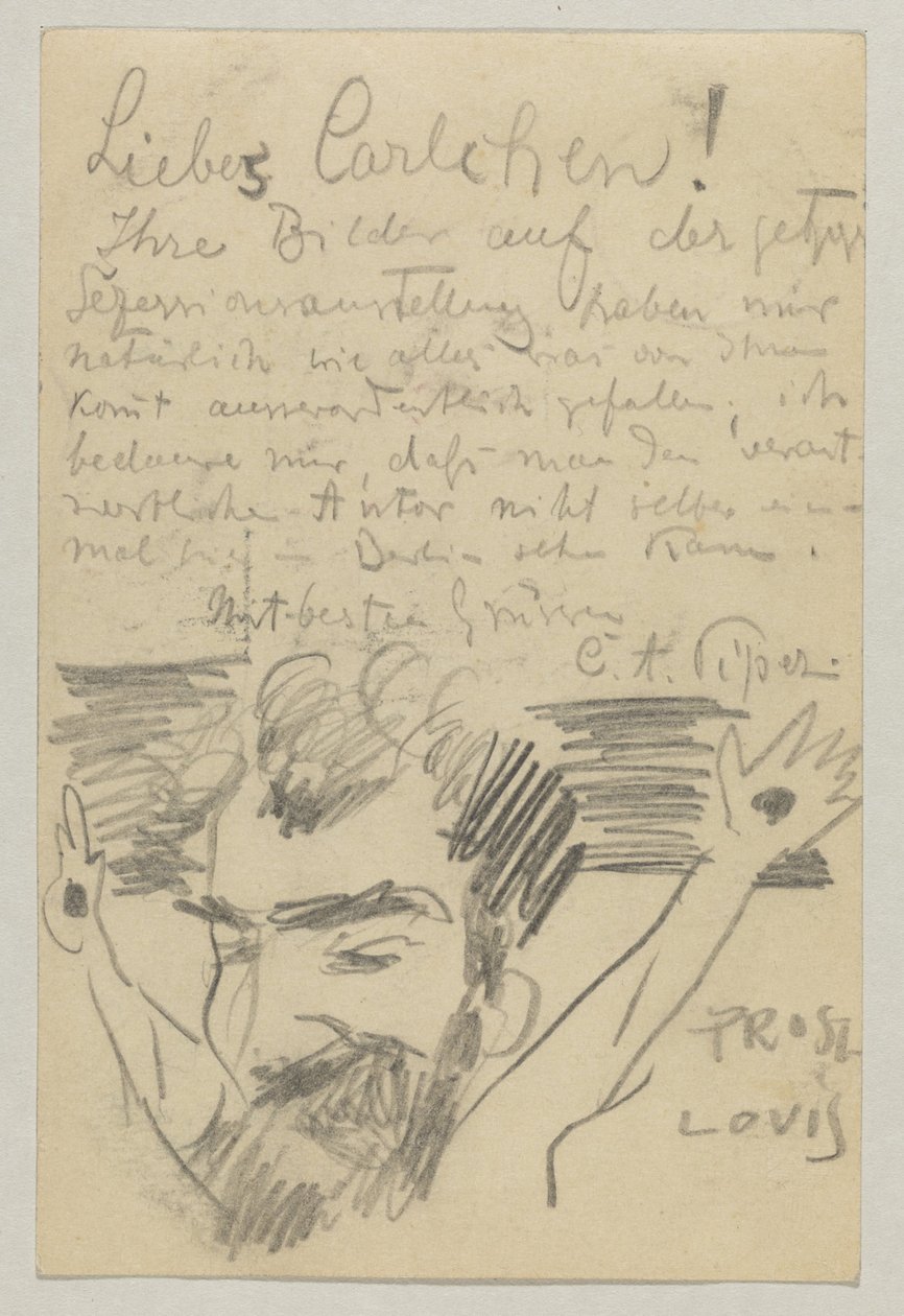 Lovis Corinth til Carl Strathmann: postkort, poststemplet 16. januar 1903 av Lovis Corinth