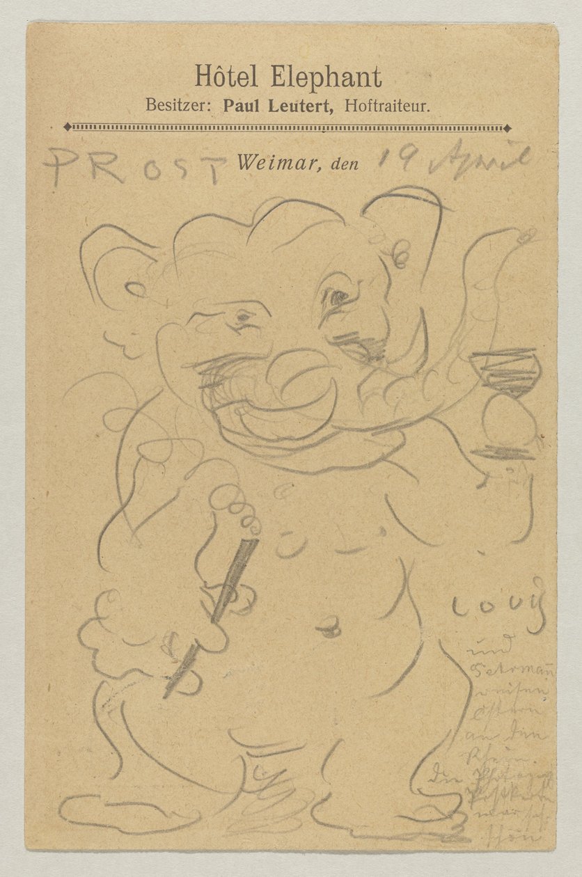 Lovis Corinth til Carl Strathmann: postkort, poststemplet 20. april 1905 av Lovis Corinth