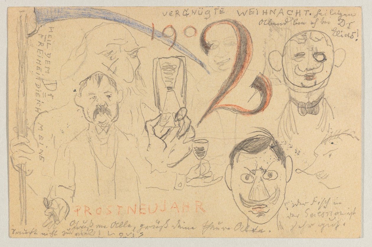 Lovis Corinth til Carl Strathmann: postkort, poststemplet 24. desember 1901 av Lovis Corinth