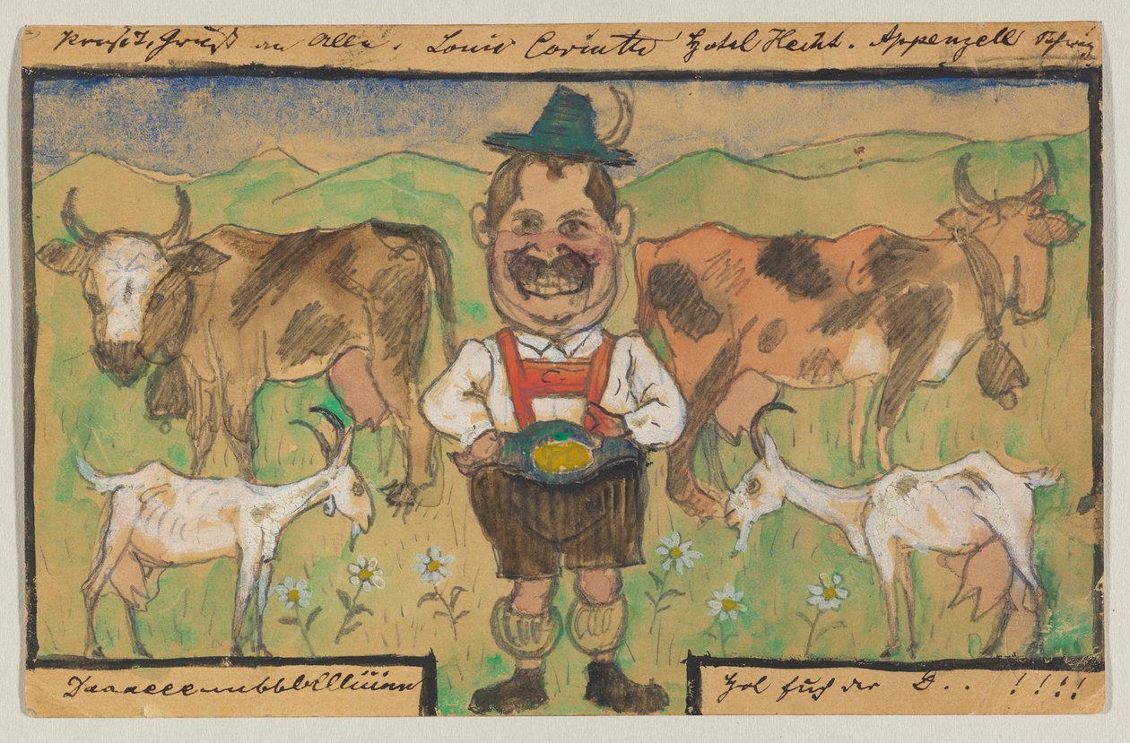 Lovis Corinth til Carl Strathmann: Postkort, poststemple 9. mai 1895 (Appenzell) av Lovis Corinth