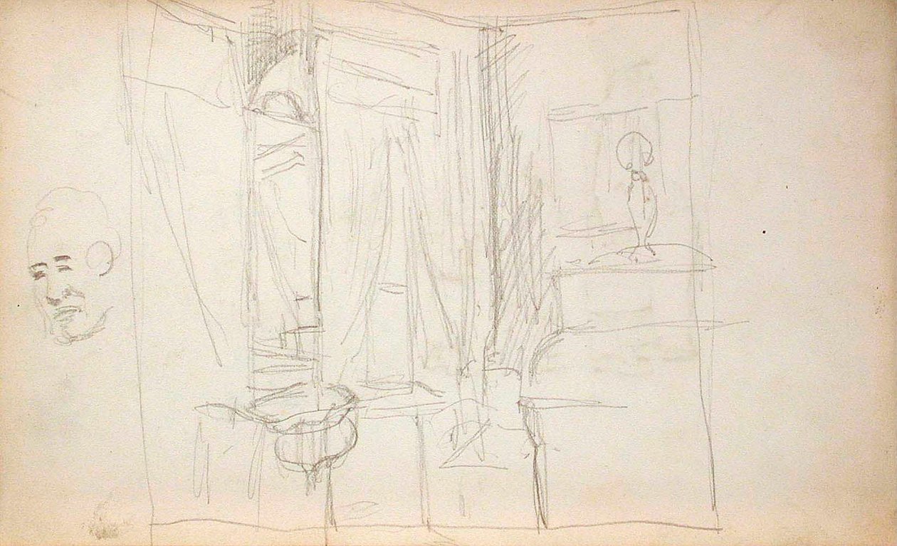 Mann som leder barn (forside), interiør (bakside) av Lovis Corinth