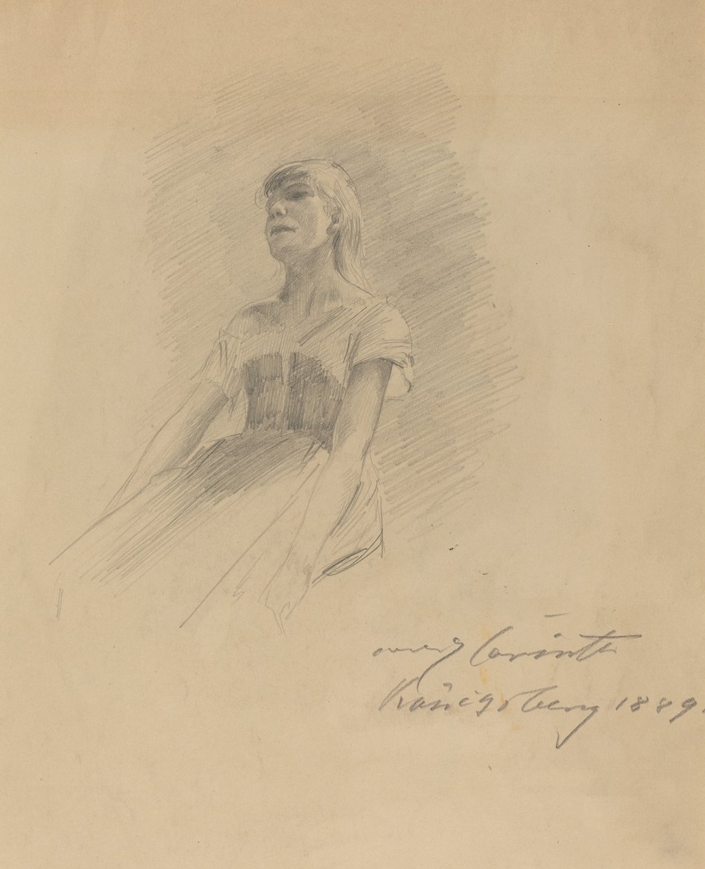 Sittende ung kvinne [recto], 1889. av Lovis Corinth