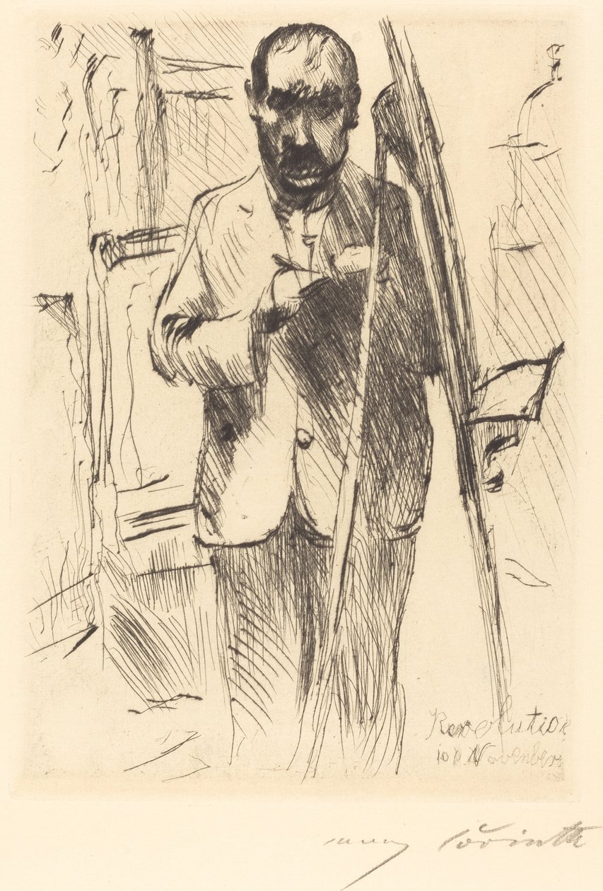 Selvportrett med staffeli av Lovis Corinth