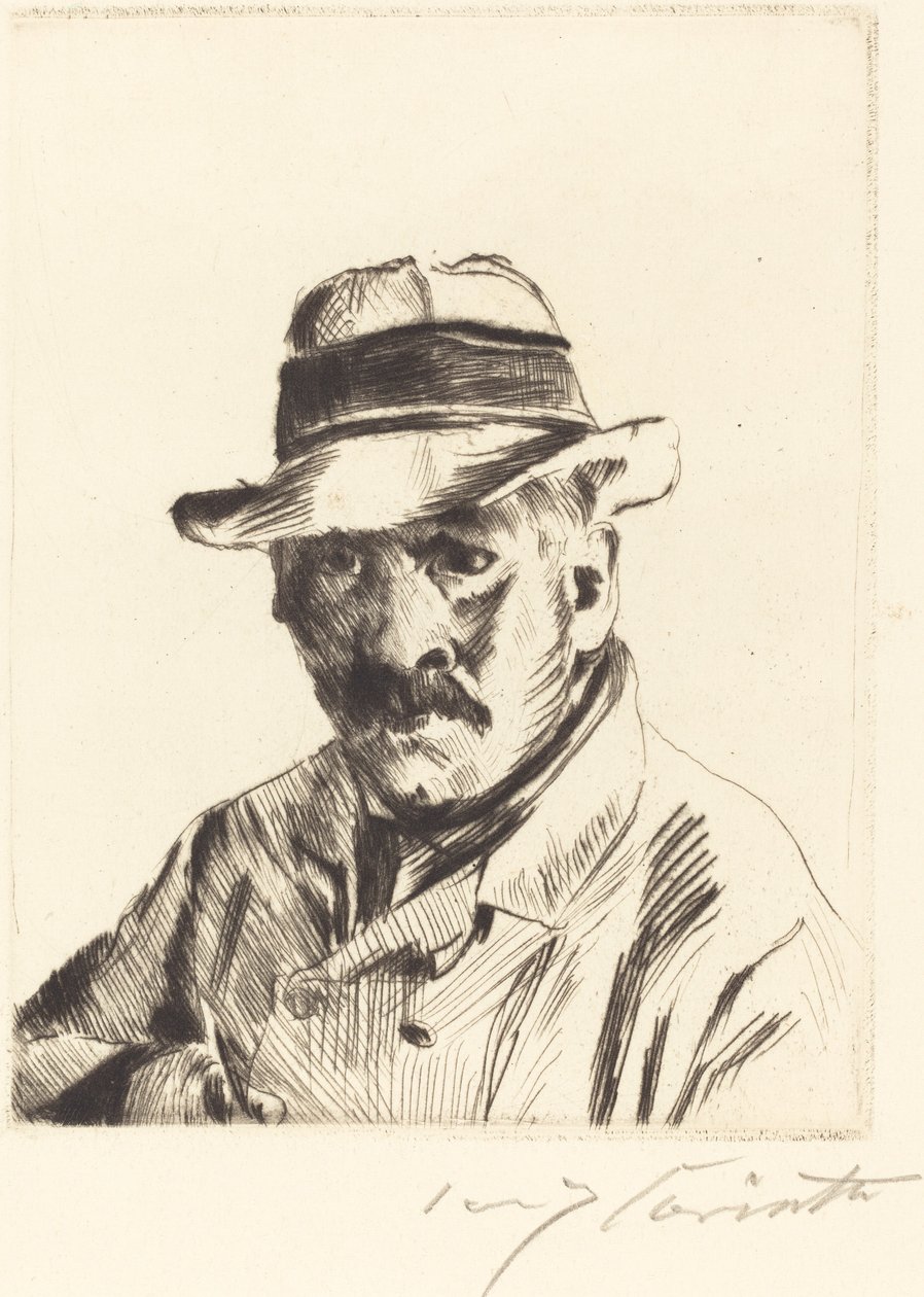 Selvportrett i stråhatt av Lovis Corinth